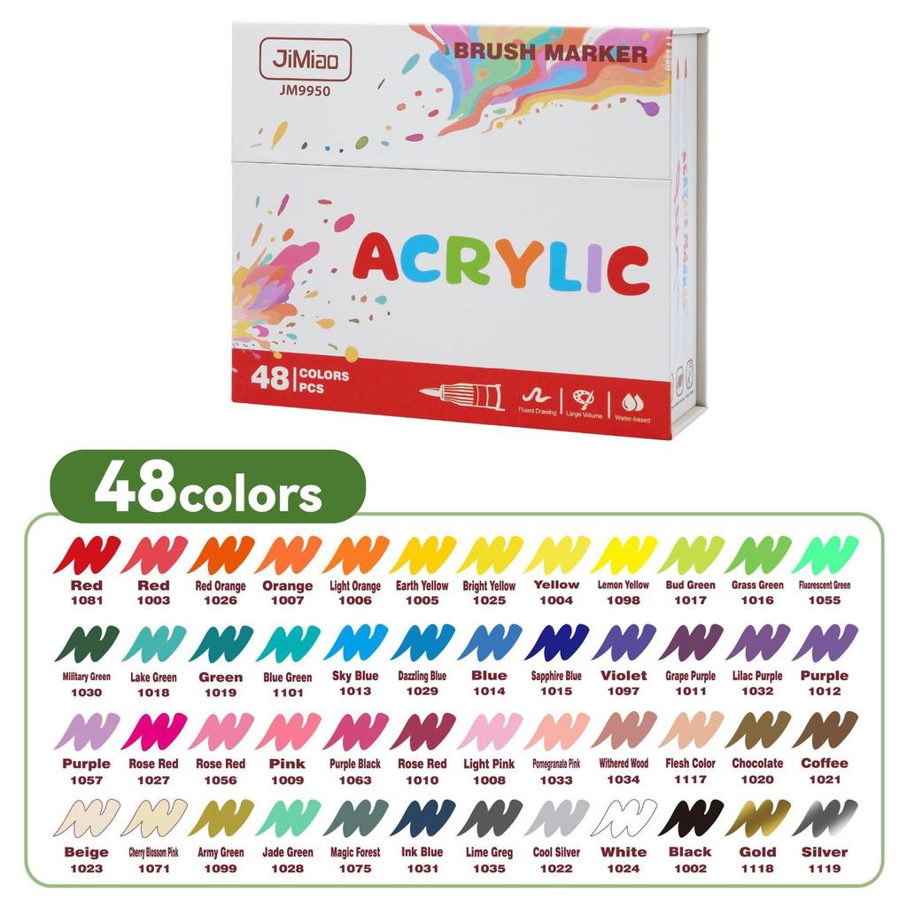 12/24/36/48 Colors Direct Liquid Acrylic Paint Marker Soft Brush Tip Pens Sets Professional Drawing For DIY Artistic Creation