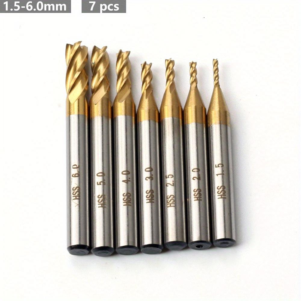 7Pcs/11Pcs Milling Cutters 4-Flute Titanium Coated HSS End Mill Set 1.5-10mm CNC Router Bit For Wood Steel Milling