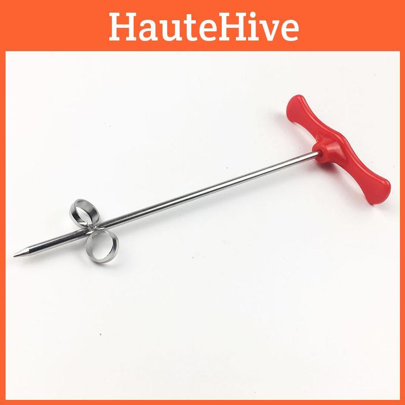 Multifunktionaler Gemüsespiralschneider aus Edelstahl und rotem Kunststoffgriff