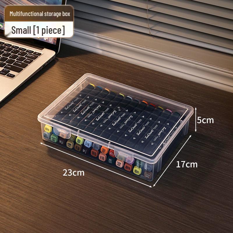 Stor genomskinlig förvaringslåda för akvarellpennor och tuschpennor för barns konstmaterial