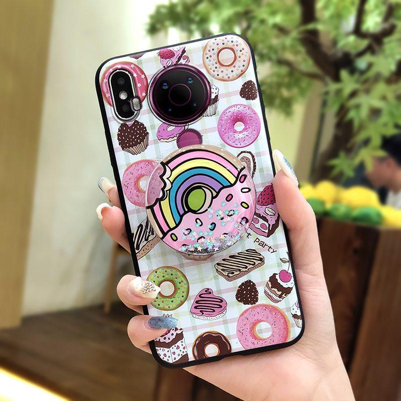Quicksand Kickstand Phone Case For Nokia 5.4 Phone Lens Protection Cartoon Soft Case Dirt-resistant Durable Protective