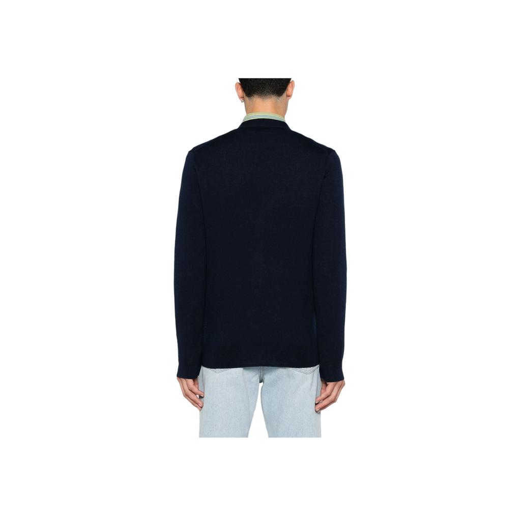 Polo Ralph Lauren Solid Slim Fit V-Neck Single-Breasted Long Sleeve Knit Sweater Men Sweater Navy-Blue 710946144001