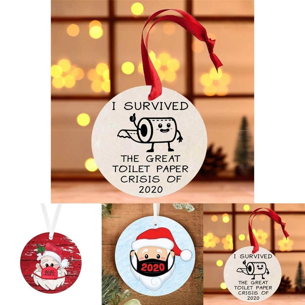 Charming 2020 Christmas Tree Hanging Ornament Circular Wood Decor For Quarantine Memories