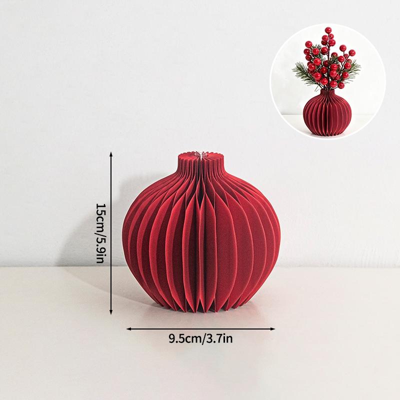 3D Paper Honeycomb Vase 2026 New Year Decoration Reusable Table Centerpieces Red Decorative Vase Wedding Christmas Party Decor