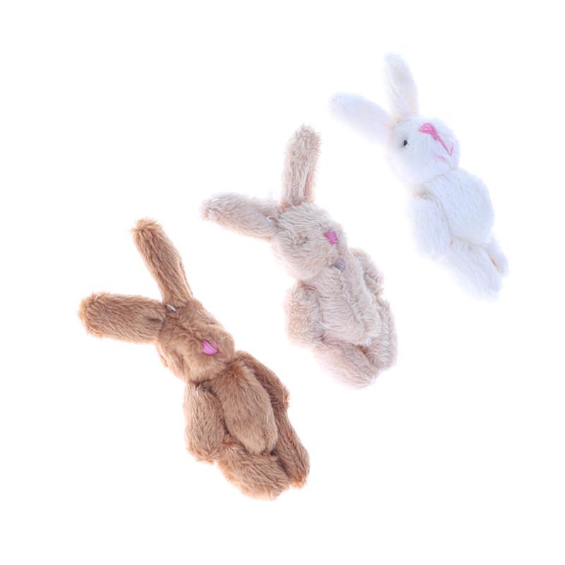 Miniature Jointed Rabbit 10pc 3 colors Soft Mini Joint Rabbit Pendant Plush Bunny For Key Chain ...