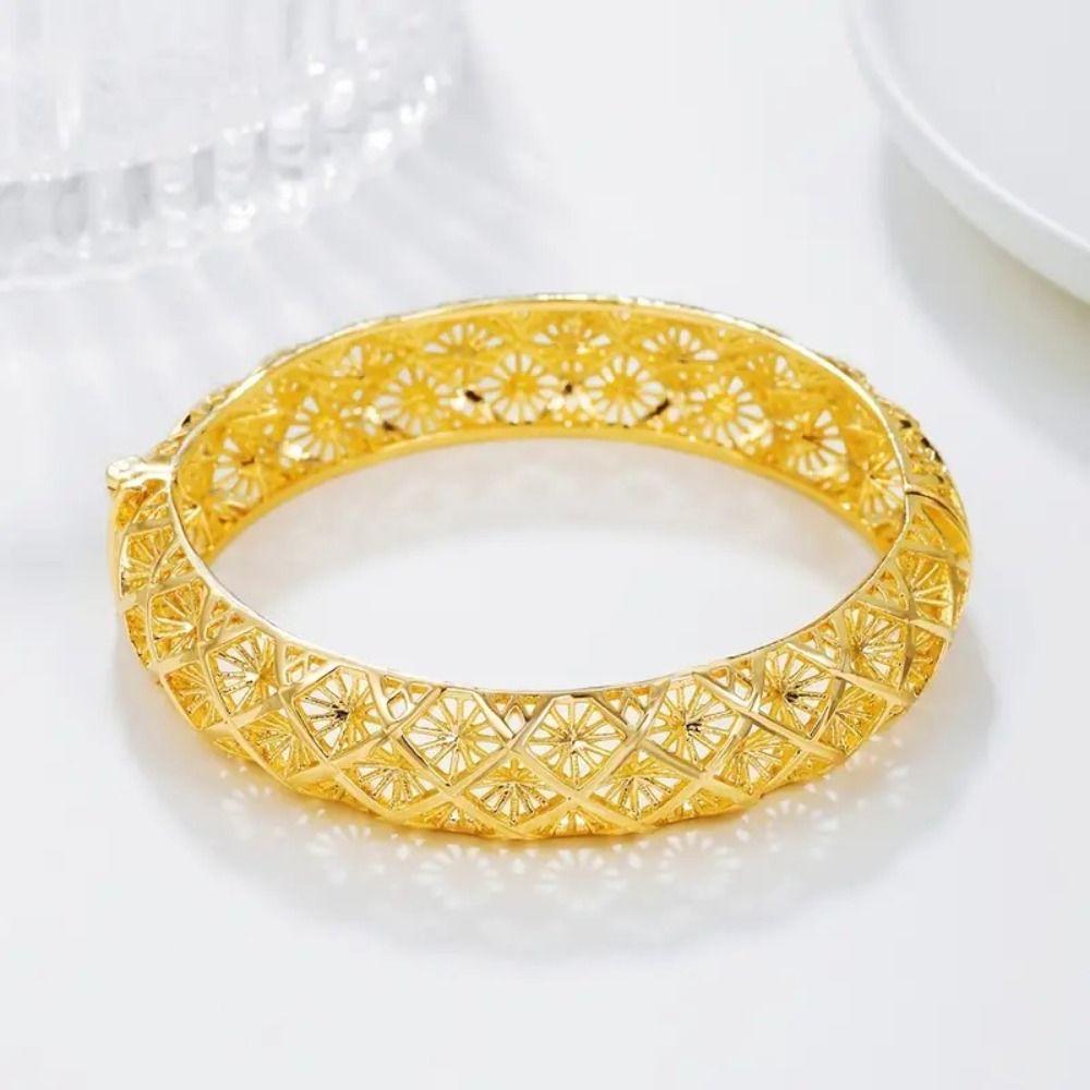 Boho Style Plated Bracelet Fortune Hollow Hand Bangle Retro Open Bangle  Jewelry Accessories