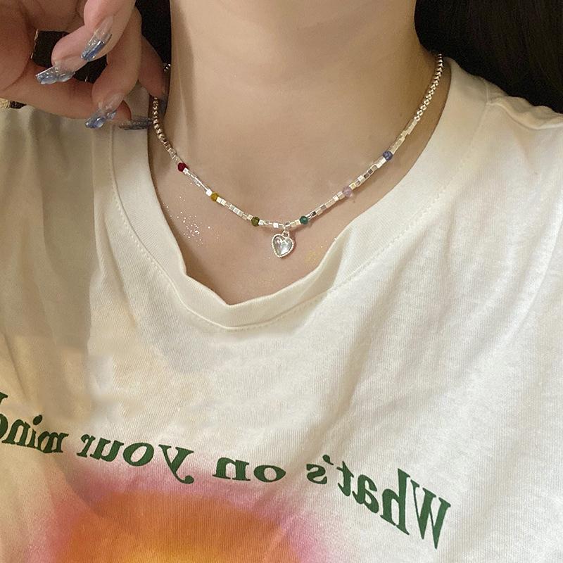 

2023 Women s Geometric Silver Heart Necklace - Irregular Clavicle Choker