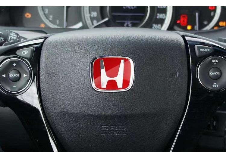 For Honda Civic Accord City H-Sticker Interior Modification CRV Jade Fit Acrylic Car Steering Wheel Emblem Odyssey Hybrid ZV3