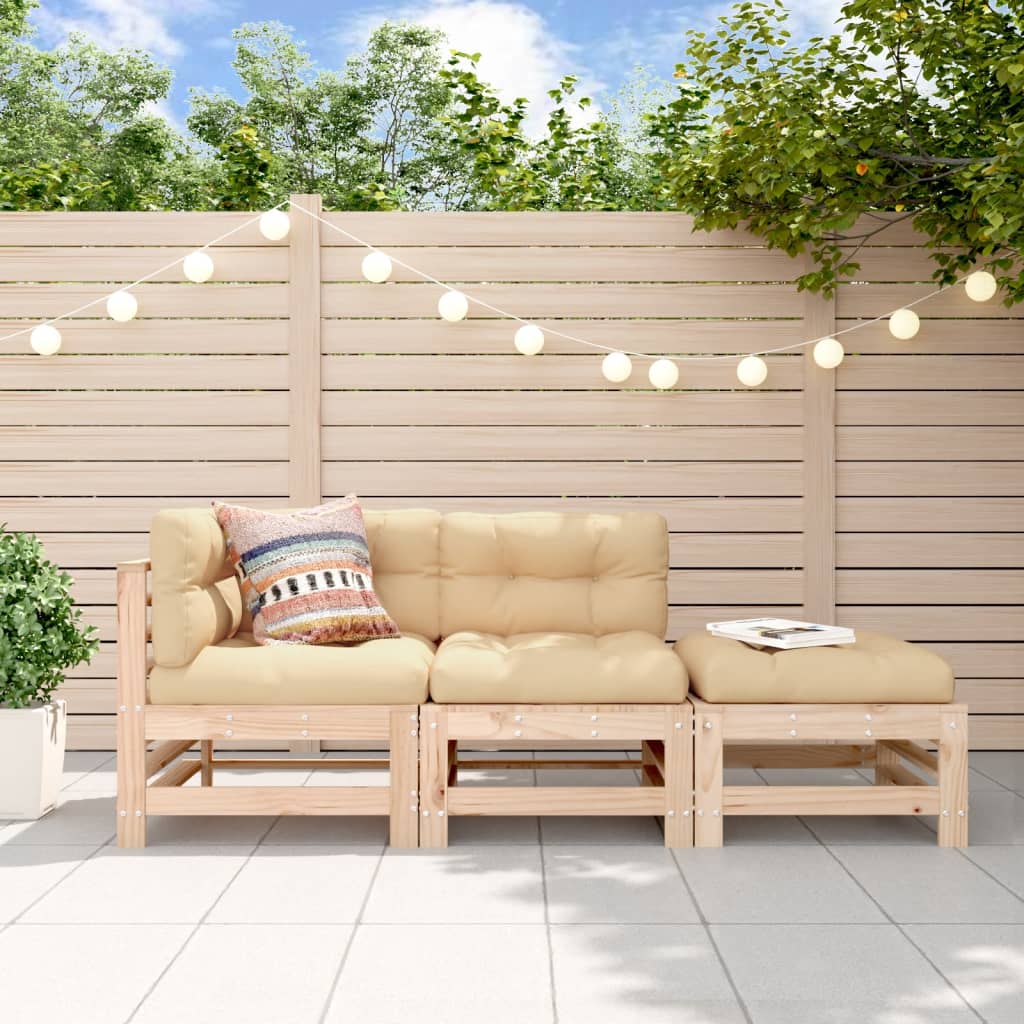 3 Piece Garden Lounge Set Solid Pine Wood