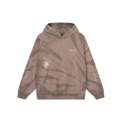 Li Ning Tie-Dye Loose Pullover Hoodie Unisex Hoodies Brown AWDT261-4
