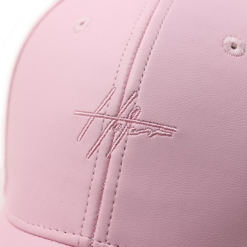 Heiteo Sketch Logo Reflective Line Leather Ball Cap Pink