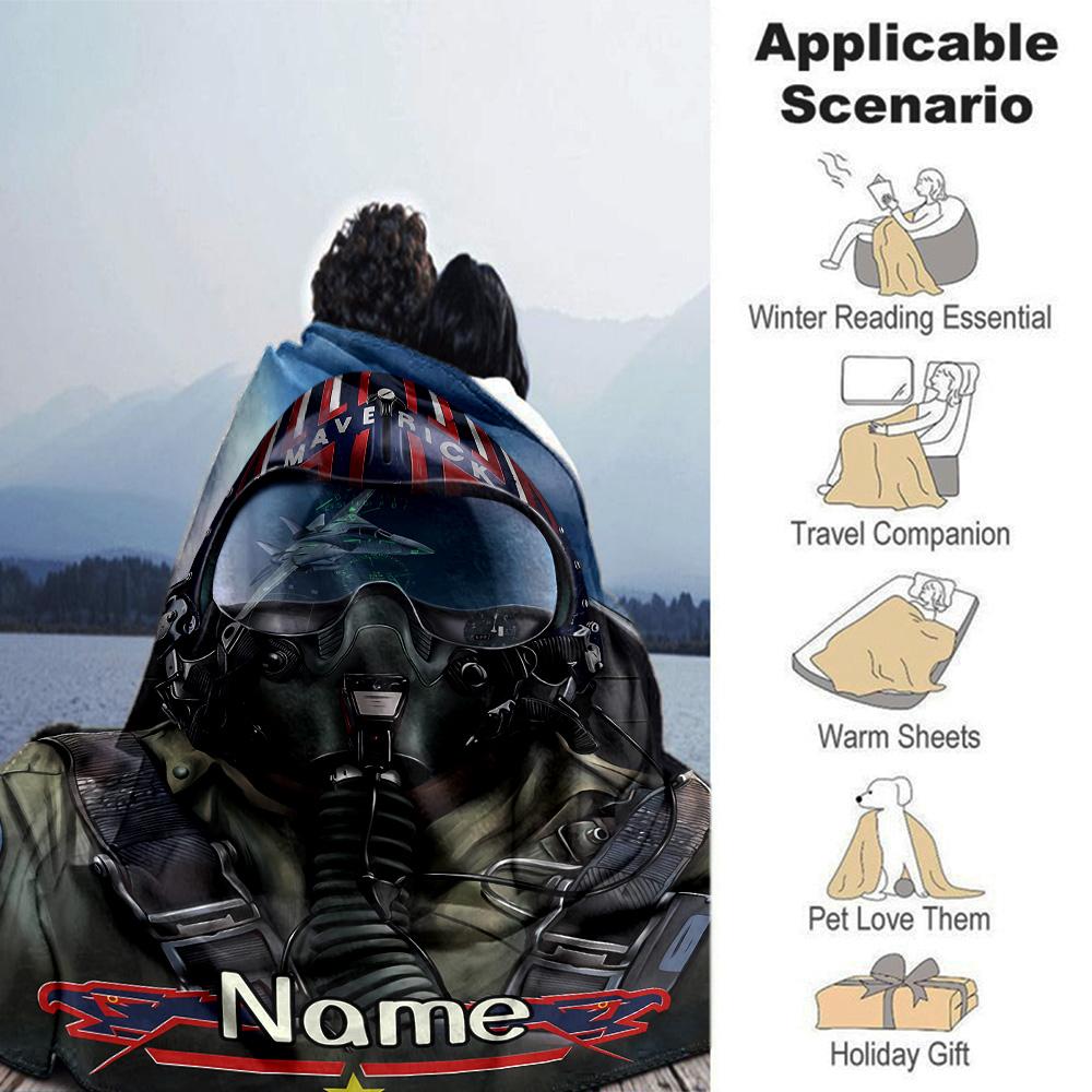 Customiz Name Personality Top Gun Maverick Blanket Soft &Warm Sofa Office Bed Travel Lunch Break Blanket, Gift Suitable All Seasons