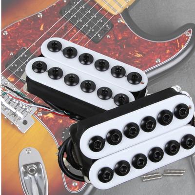 סט פיקאפים קרמיים משושים Humbucker בעלי תפוקה גבוהה לגיטרה חשמלית, צוואר וגשר, סליל כפול, שחור / לבן