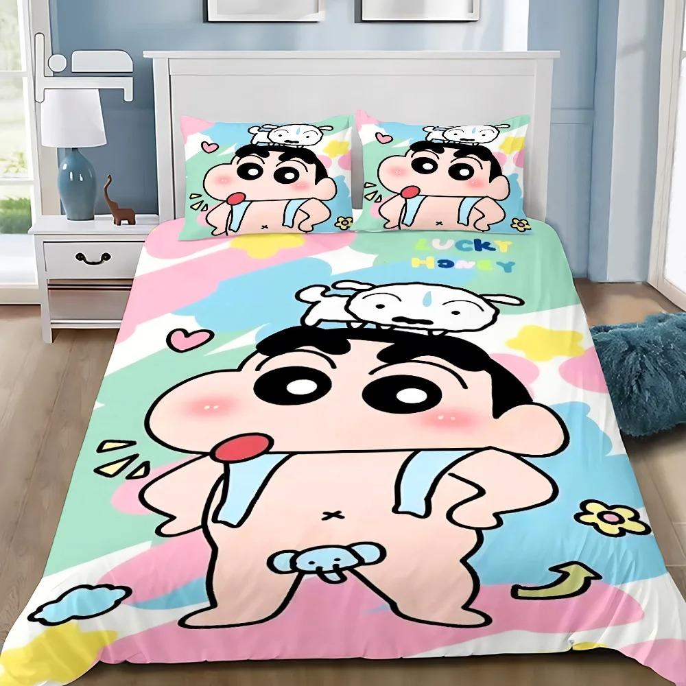 Cute Shin-Chans Catoon Crayon Duvet Cover Set Bedding Set Bedroom Decoration 2/3piece set Youth Kids Girl Boys Gift