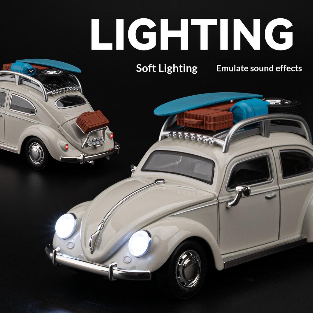 1/24 Metal Die-Cast Retro Beetle Car Model With Removable Accessories Collection Ornaments Boy Toy Car