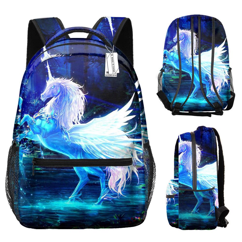 Classic Kpop Youthful School Bags Unisex Cool Unicorn Travel Bags 3D Print Oxford Waterproof Notebook Shoulder Backpacks