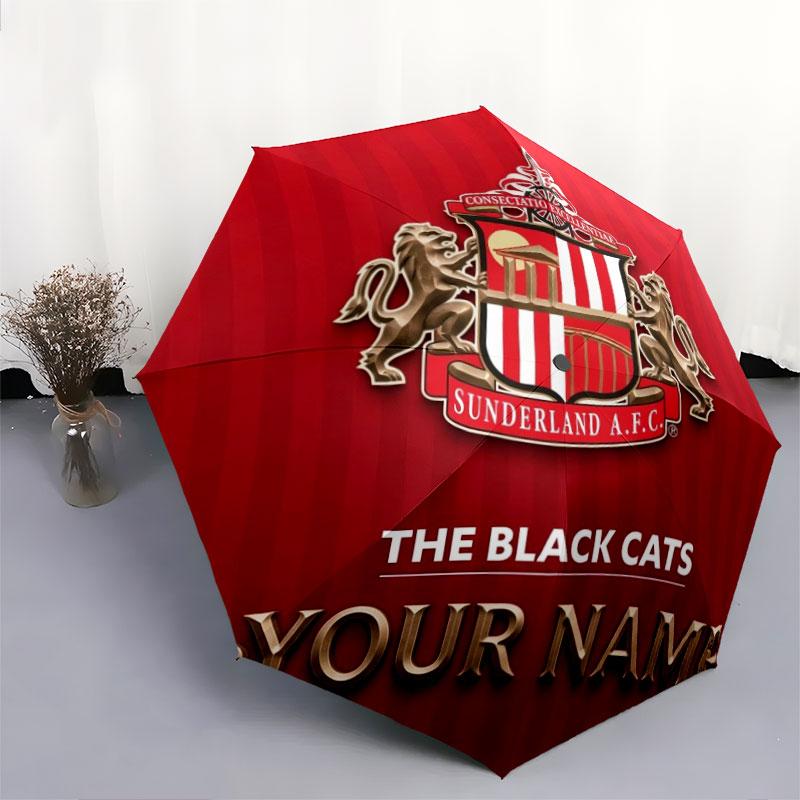 1 PC Automatic Folding Umbrella - Sunderland A.F Custom Name Pattern, Portable & Foldable Design with 8 Ribs, Christmas Birthday Gifts