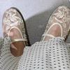 Brand Designer Buckle Ballet Flats Women Fashion Mesh Embroidery String Bead Mary Jane Shoe Elegant Slingback Dress Shoes Women