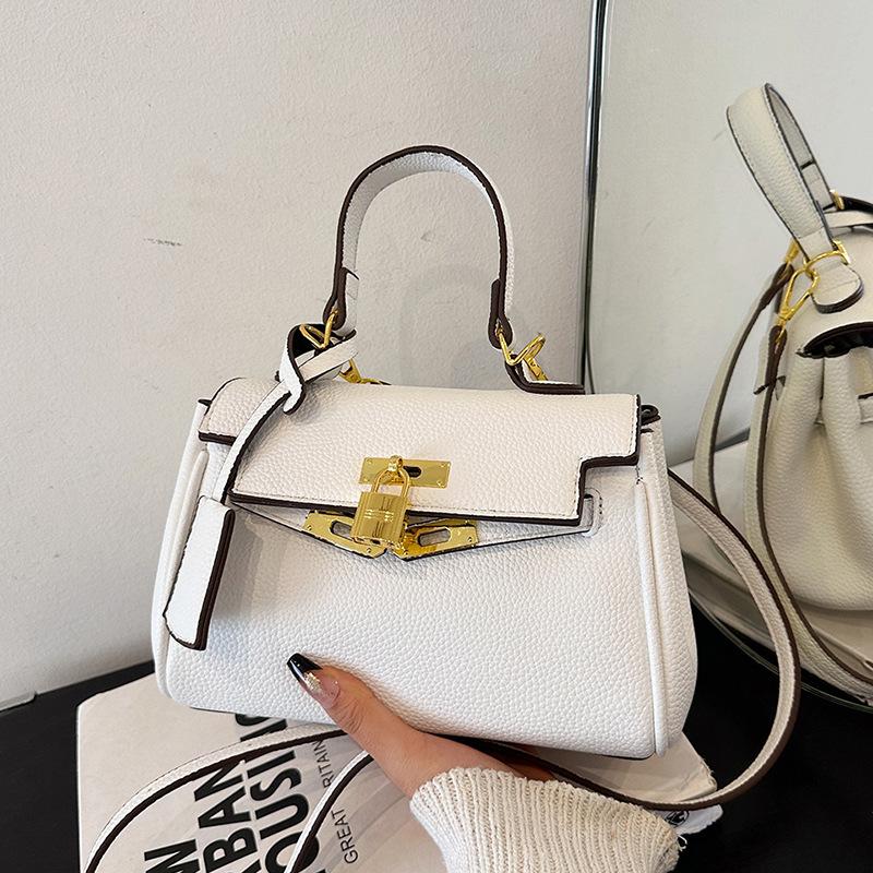 New Lychee Pattern Small Lock Portable Shoulder Messenger Trendy Women's Bag