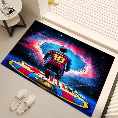 1pc Football Star Messi Print Area Rug - Soft, Washable Non-Slip Indoor Mat, Living Room, Home Office Decorative Rug,Office Decorative