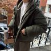 Kurzer Baumwollmantel mit Kapuze für Herren, lockerer und warmer Wintermantel für draußen, lässiger Baumwollmantel im koreanischen Stil