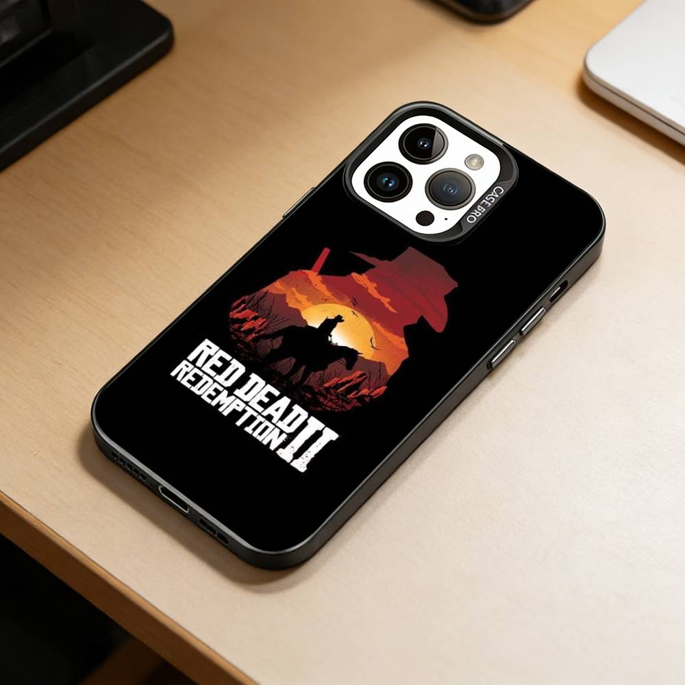 Custodia per telefono di Red Dead Redemption 2 per iPhone 17,16,15,14,13,12,11 Plus,Pro Max,XS,Interno Rivestito Argento Colorato