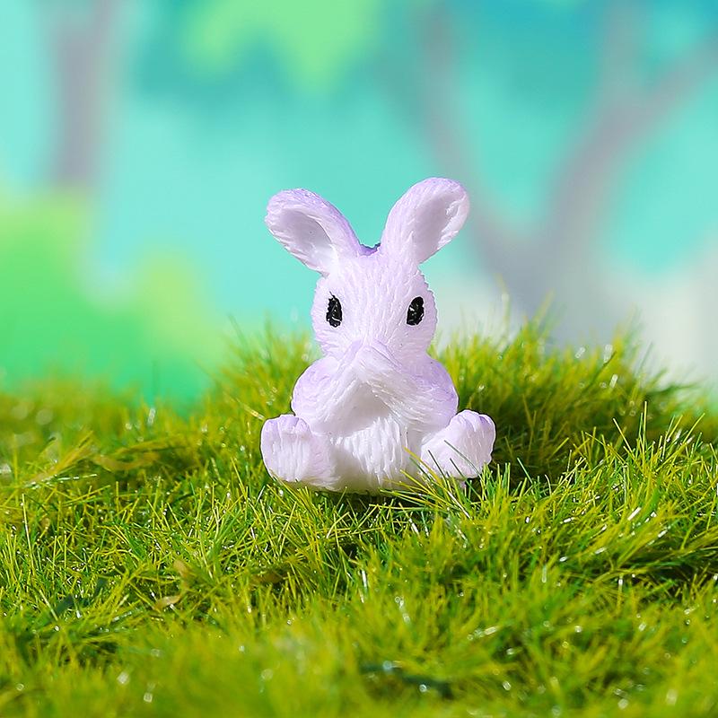 Rabbit Paradise: Cute Cartoon Rabbit Miniature Garden Ornaments - Colorful Resin Accessories & Crafts