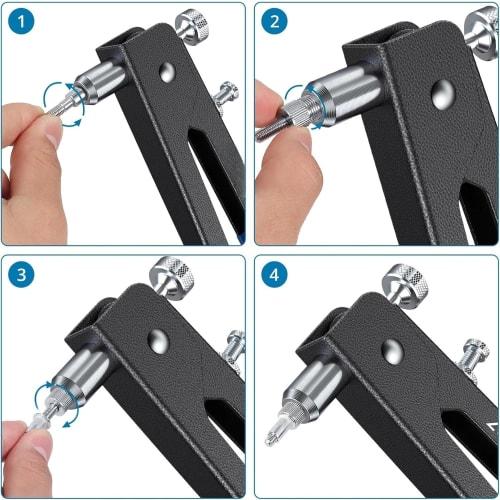 Hand Riveter Set, 86-Piece Set with M3, M4, M5, M6, and M8 Screws, Includes Rivet Set Nuts and Inserts, Screw Insertion Rivet Gun Tool, Steel and Alum