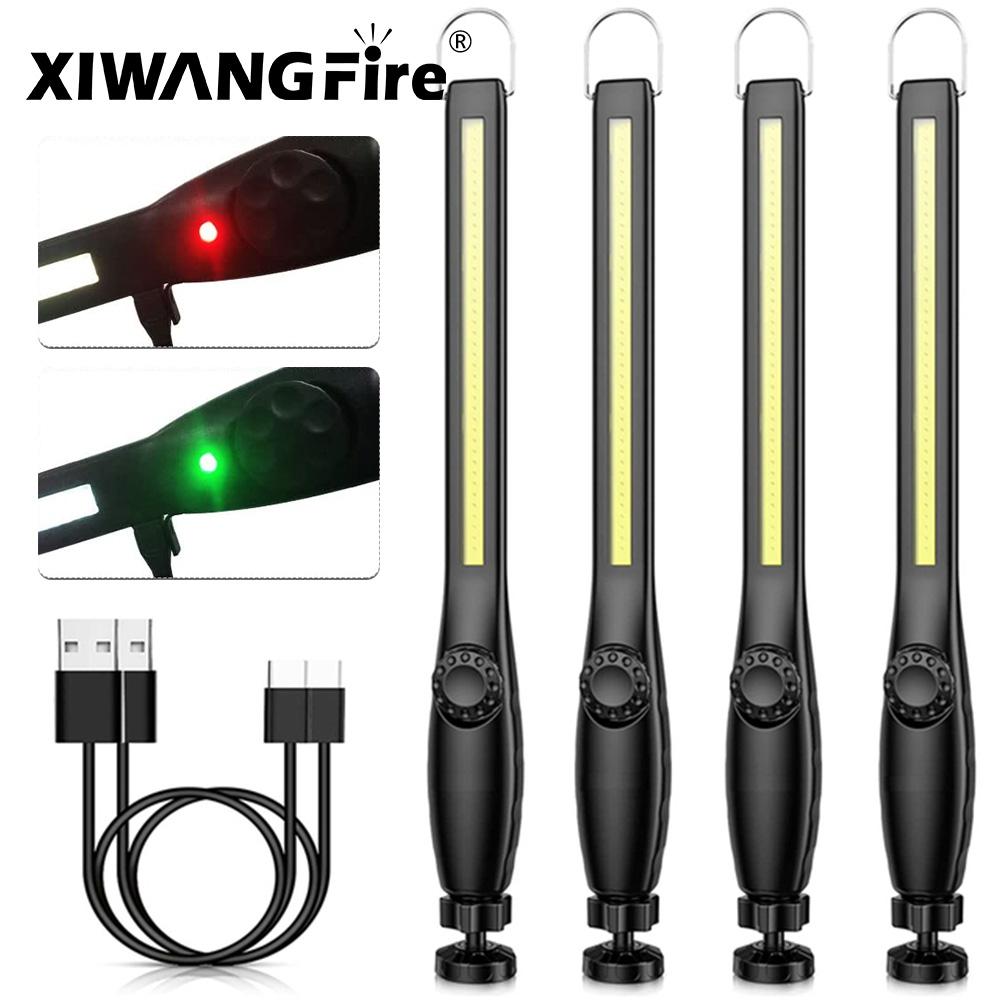 1-10pcs COB LED Flashlight Magnetic Work Light USB Rechargeable Torch Portable Lantern Inspection Light Camping Car Repair Lamp