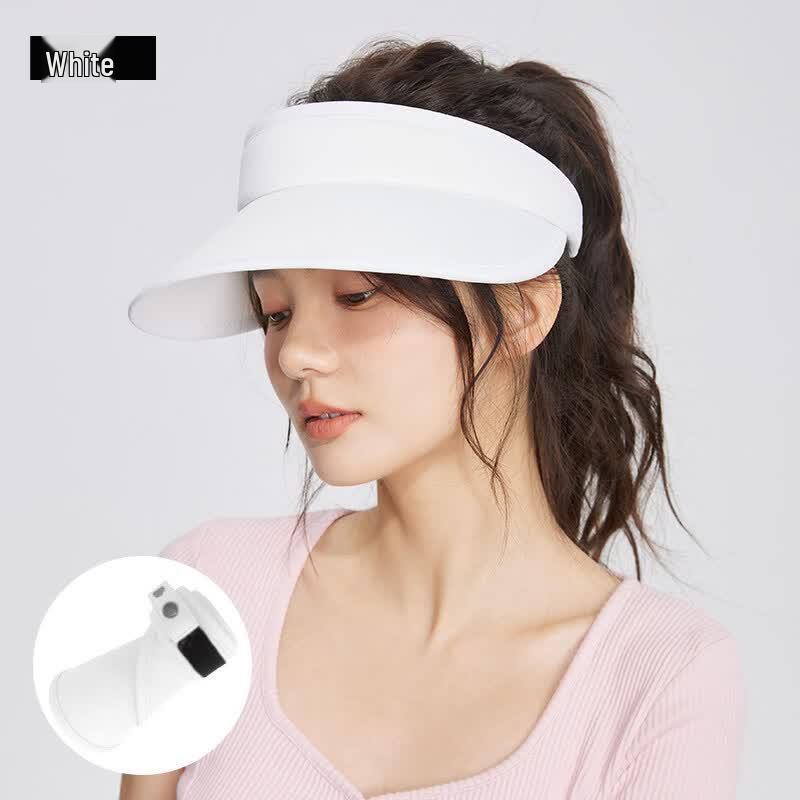 Zauo Empty Top Anti-UV Foldable Sun Visor for Women
