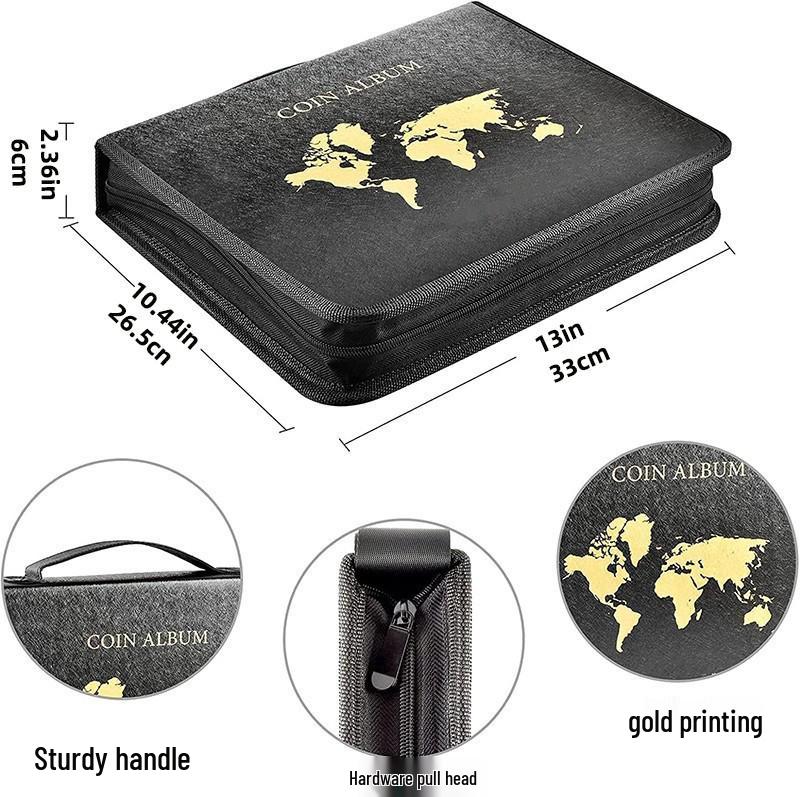 Large Capacity Coin Collection Album: Ancient and Commemorative Coins Loose-Leaf Collector Folder with Transparent Pages for Banknotes.