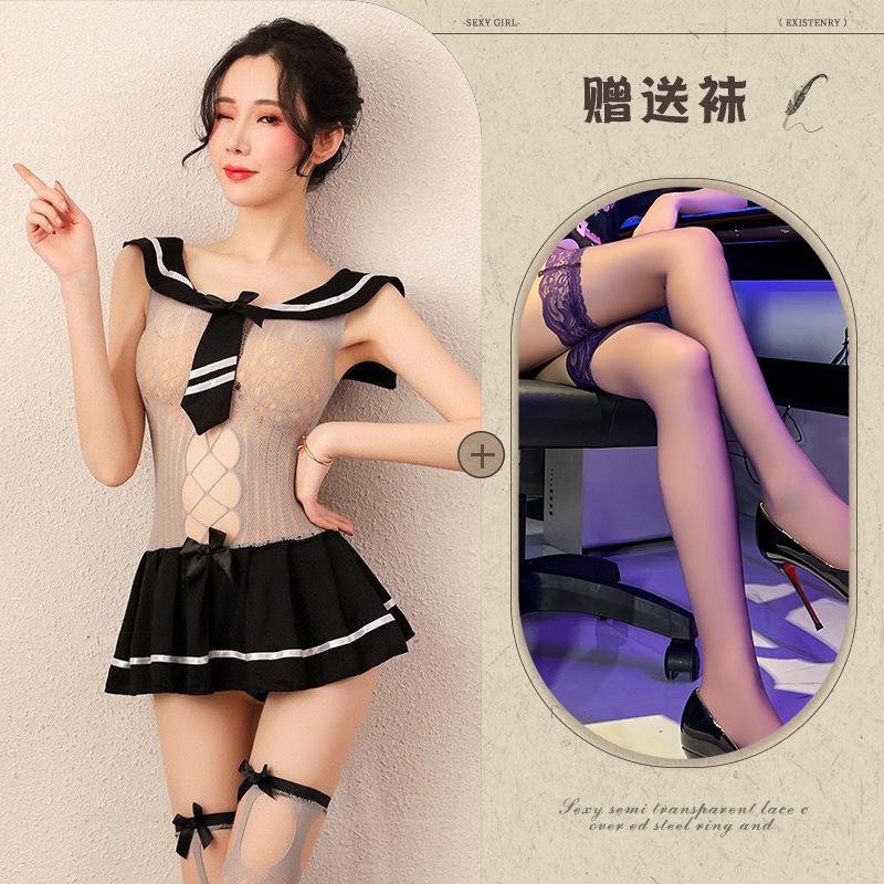 Sex lingerie sexy stockings spring heart ignorant uniform seduction student net dress passion suit women