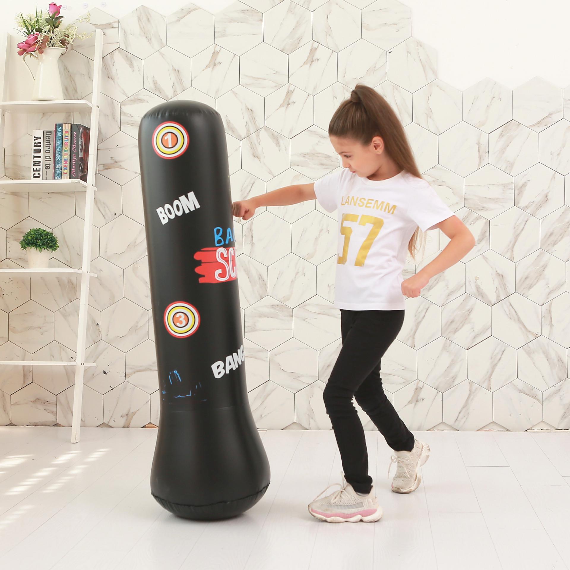 Children s 1.2m Inflatable Boxing Punching Bag - Stress Relief & Fitness Tumbler