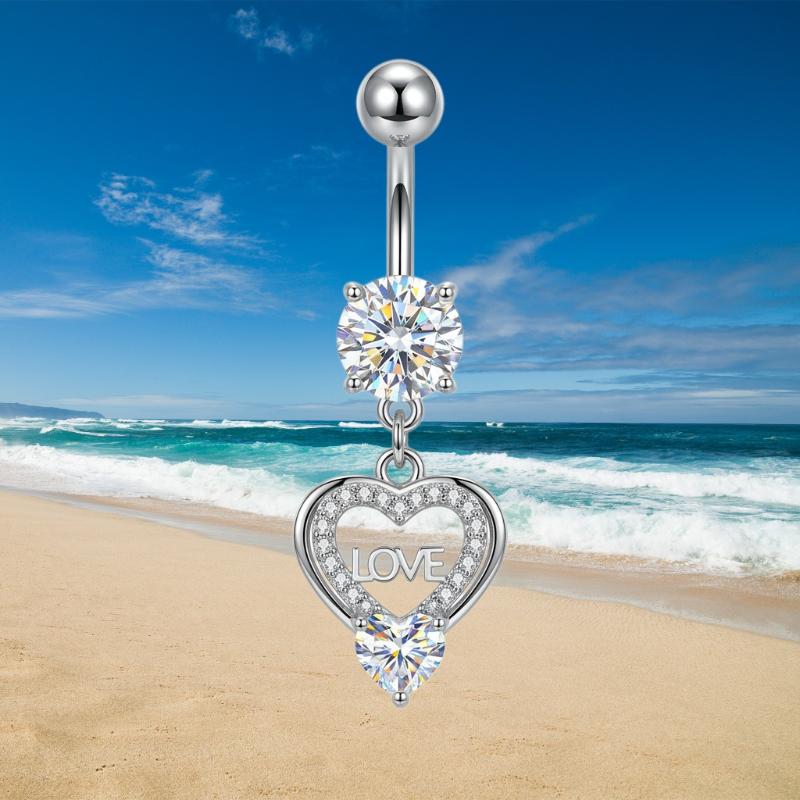 Butterfly Zircon Dangle Belly Button Ring Stainless Steel Hypoallergenic Navel Piercing Jewelry for Gift Giving