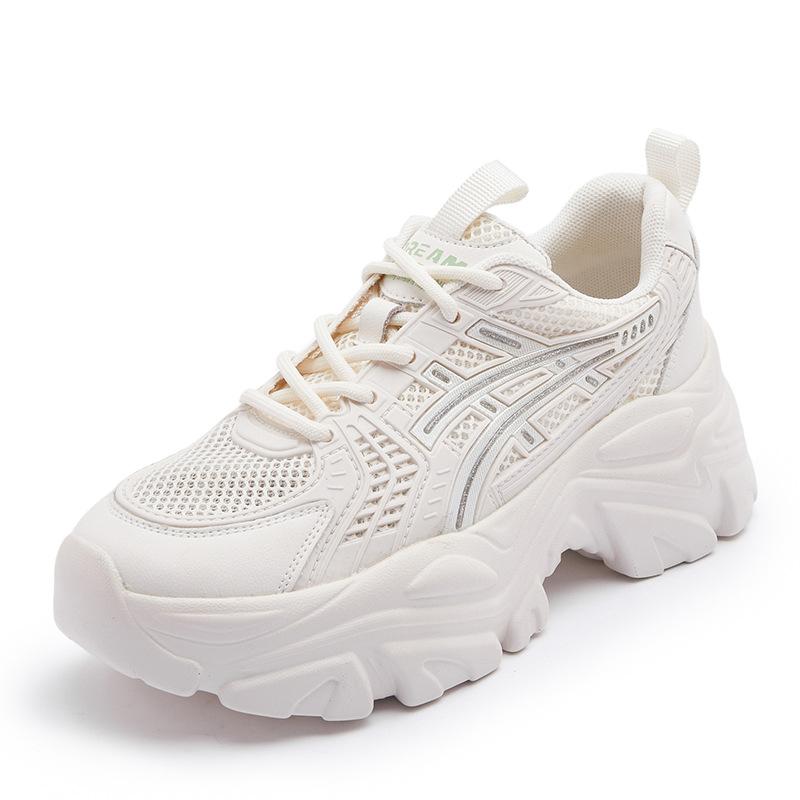

Leather dad shoes women s 2025 summer new small thick-soled heightening lace-up casual shoes drop plastic sports shoes tide 40