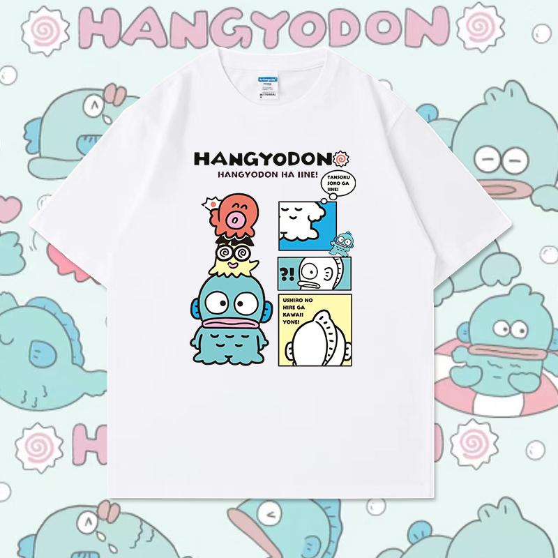 Cute Hangyodon Printed Shortsleeved Tshirt Summer Casual Loose Cotton Tops Womens Cartoon Clothes Tshirt Comfortable