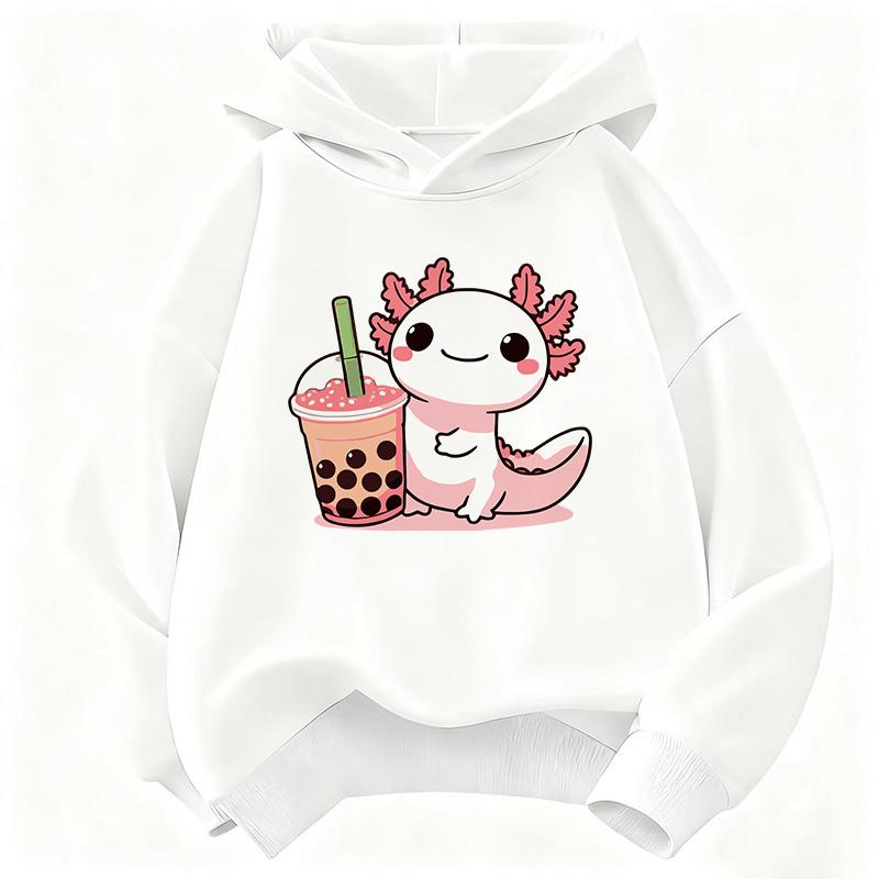 Sudadera con capucha suave y cálida para niños, diseño de ajolote, sudadera infantil linda para niños y niñas, manga larga, sudaderas con capucha casuales