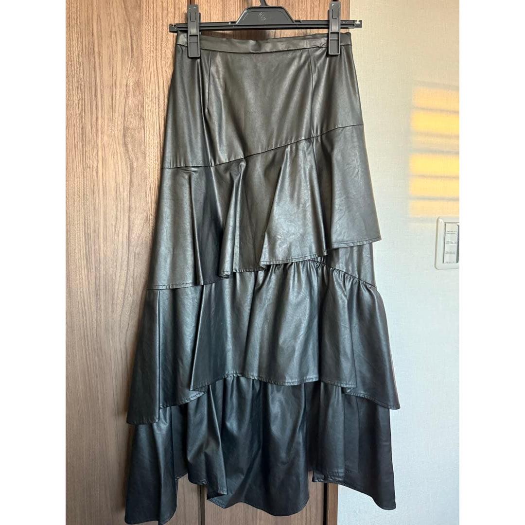 Lily Brown Faux Leather Tiered Skirt