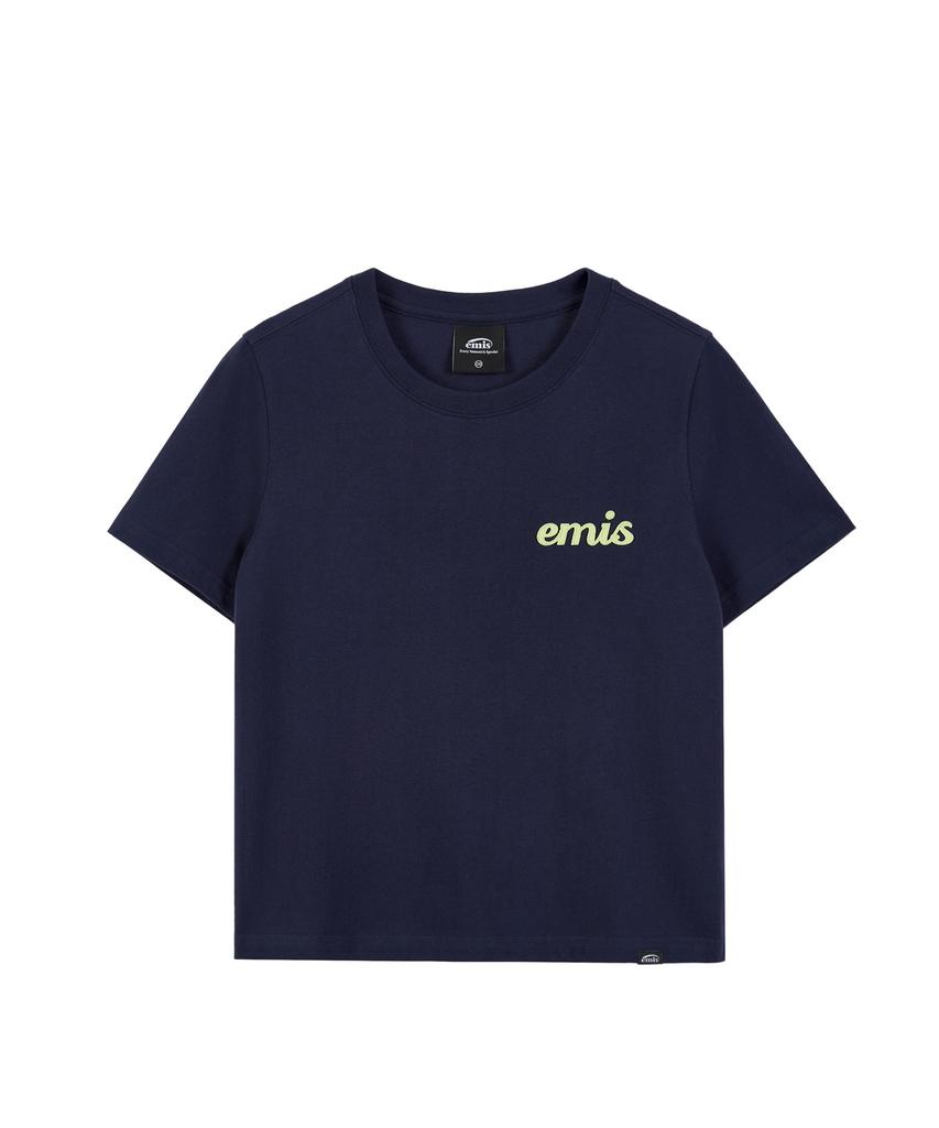 Imiseu (Womens) Applique T-Shirt-Navy