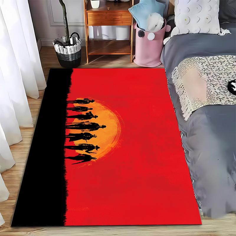 

Wild West Silhouette Rug with Sunset Background Suitable for use as an anti-slip game mat for living room and bedroom sofas 40x60cm( 15x23in )