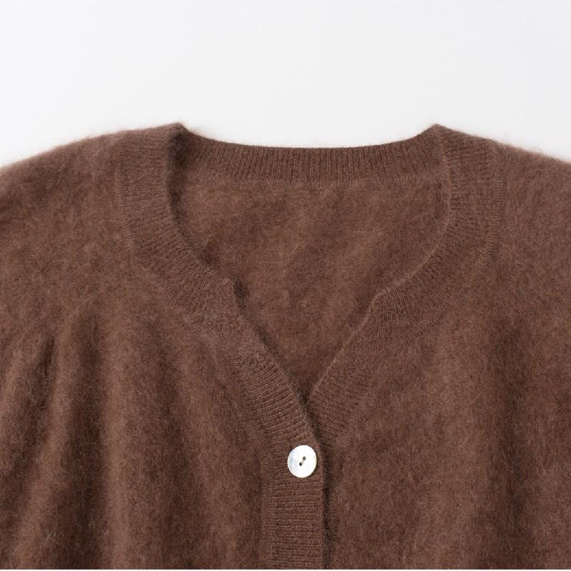 Women's Loose-Fit Brushed Cashmere Cardigan - Trendy Round Neck Knitted Sweater 2025