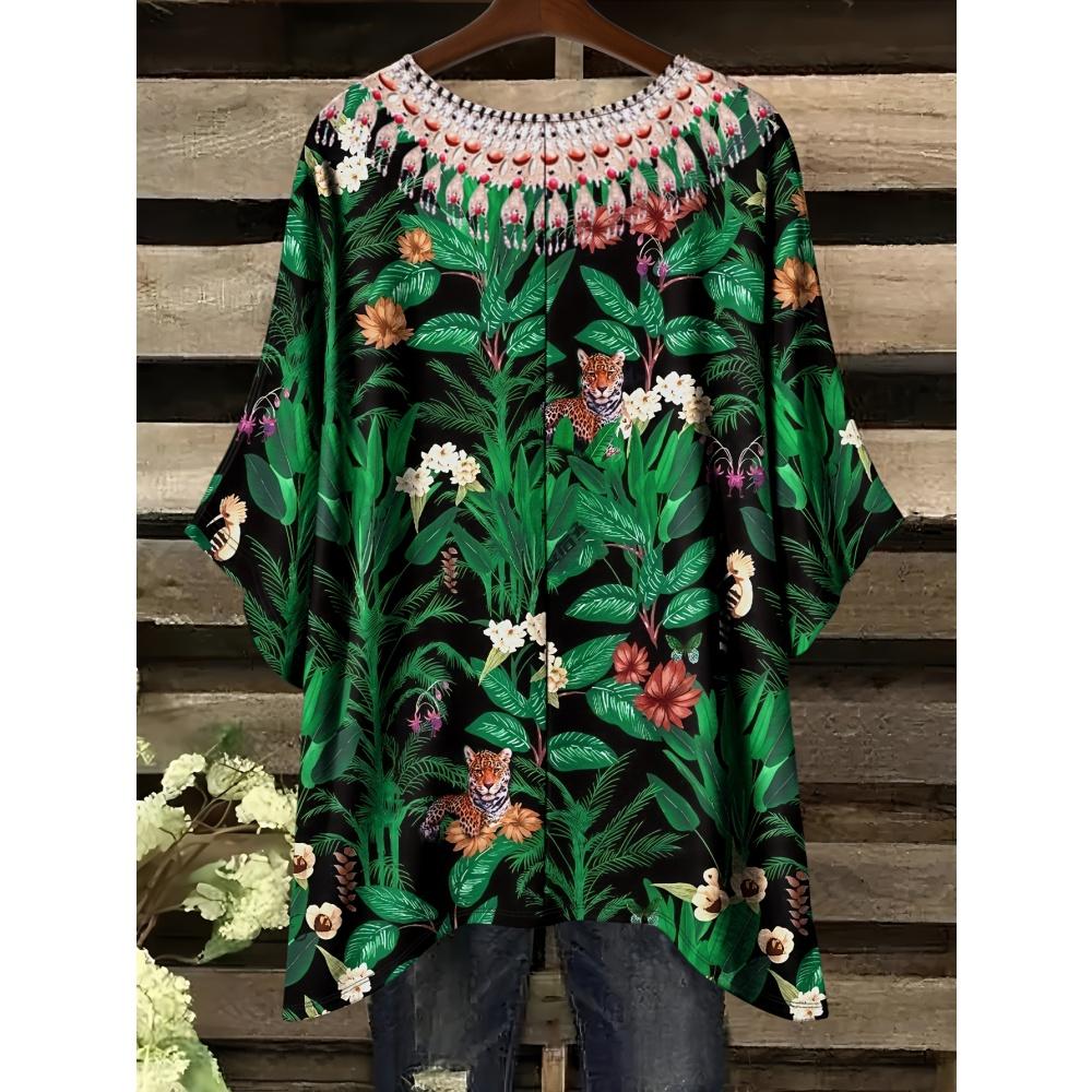 

Summer Fashion Beautiful Flowers Stylish Graphics 3D Printed Women s T-Shirt Casual Short Sleeve Crew Neck Irregular Hem Tees 5XL