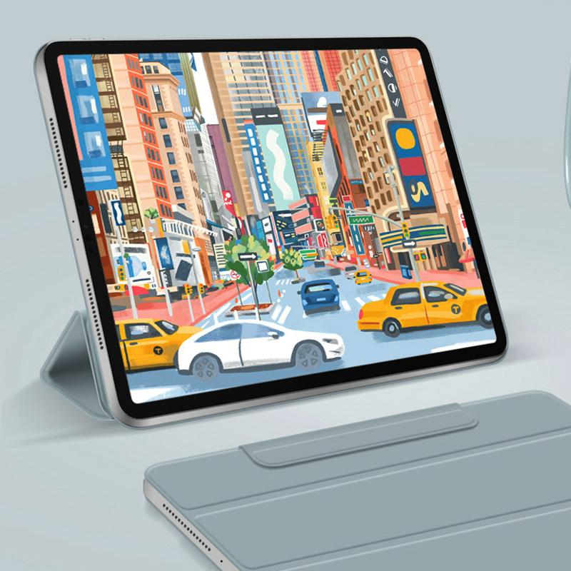 For iPad Pro 11 (2024) Case PU Leather Auto Sleep/Wake Cover Magnetic Attachment