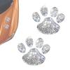 Rhinestone Embellished Paw Print Car Sticker Set with Strong Adhesives Water Resistant Decorative Decals Pack of Two