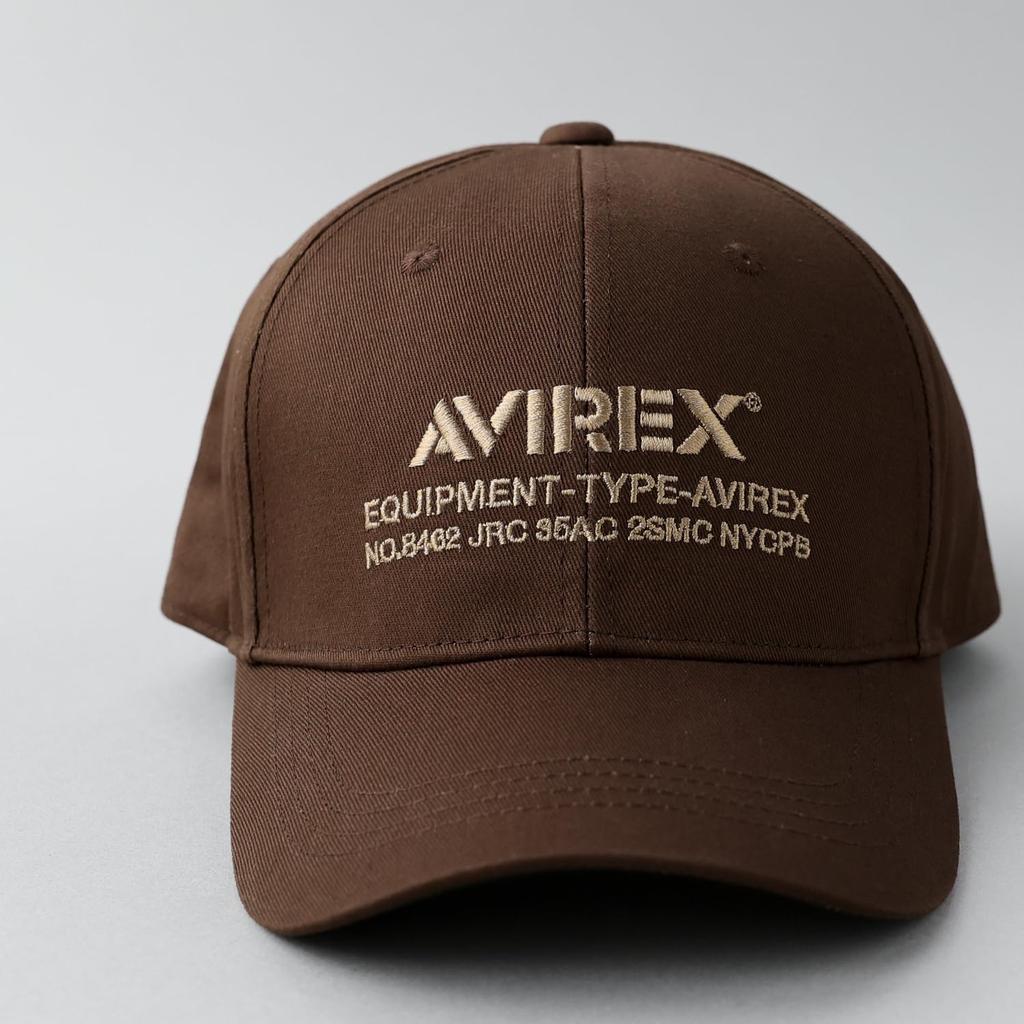 Avirex NUMBERING Military Baseball Cotton Cap 6-Panel Cap, Men's Low-Profile (JP, Alphabet, XL, Brown)