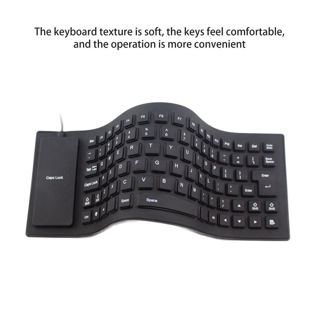 Fonken 85 Keys Computer Keyboard Silicone Soft Keyboard USB Wired Keyboard Mini Laptop Folding Waterproof Keyboard