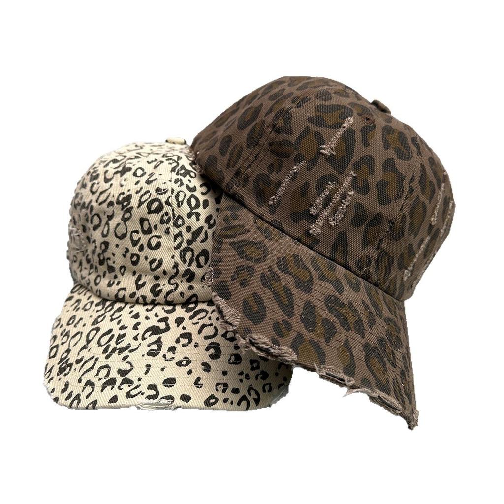 Classic Retro Leopard Print Ripped Wind Baseball Cap Men'S And Women'S Sunshade Personality Retro Hottie Cap