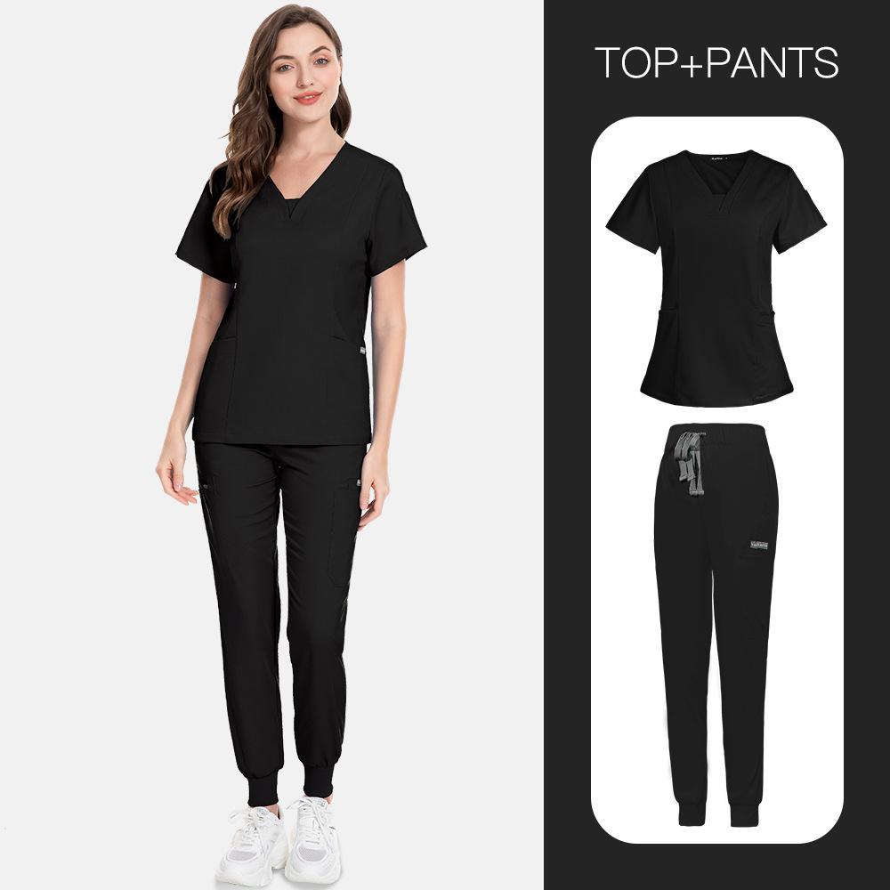 Hot-Selling Nurse Uniforms, Men'S And Women'S Same Scrub, Short-Sleeved Trousers, Two-Piece Set, Thick Casual And Comfortable Work Clothes