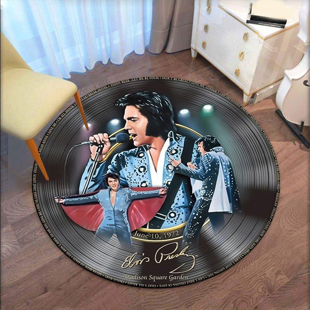 Elvis Presley Live At Madison Square Garden Picture Disc LPRound Non-Slip Chair Mat Chair Carpet for Office Rugs for Office Decor Gift For Valentine's