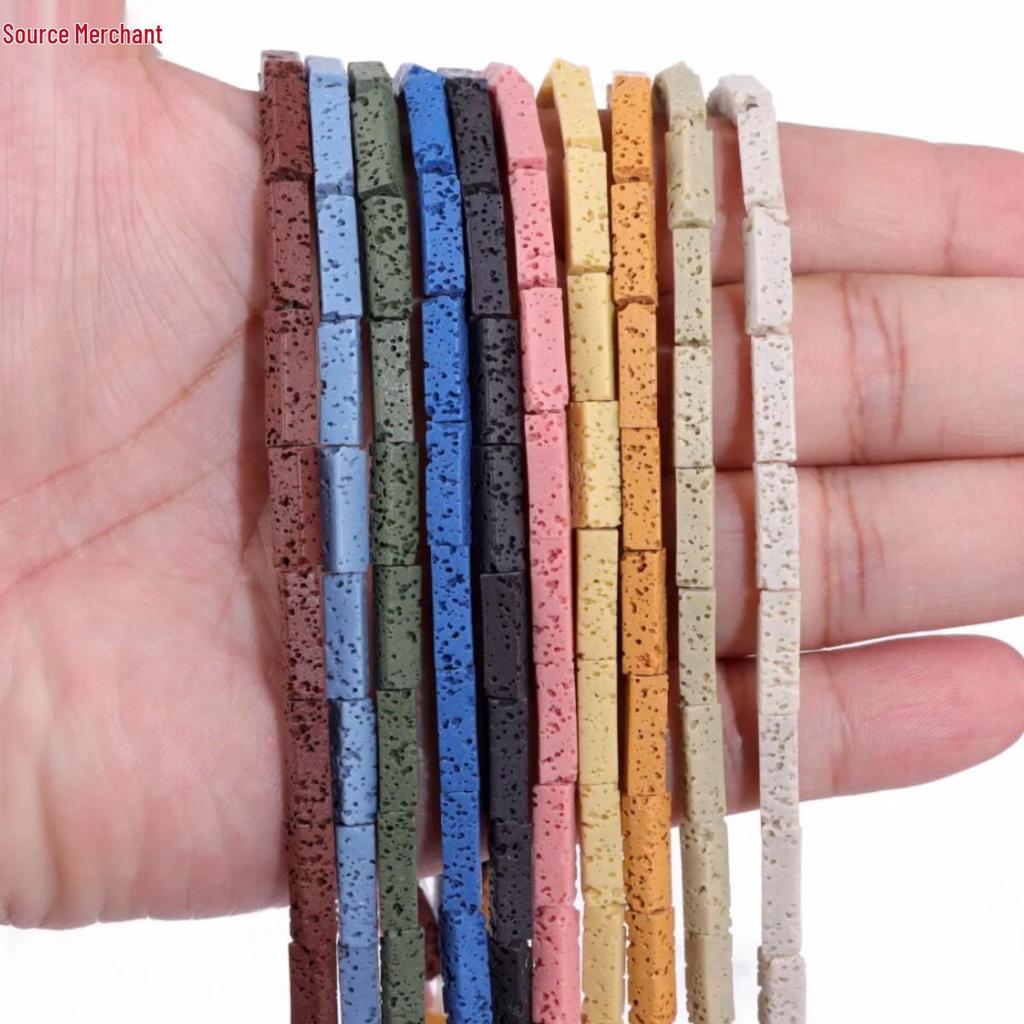 Multi-Color Volcanic Stone Beads for DIY Jewelry: Abacus, Cube, Cylinder, Heart Shapes